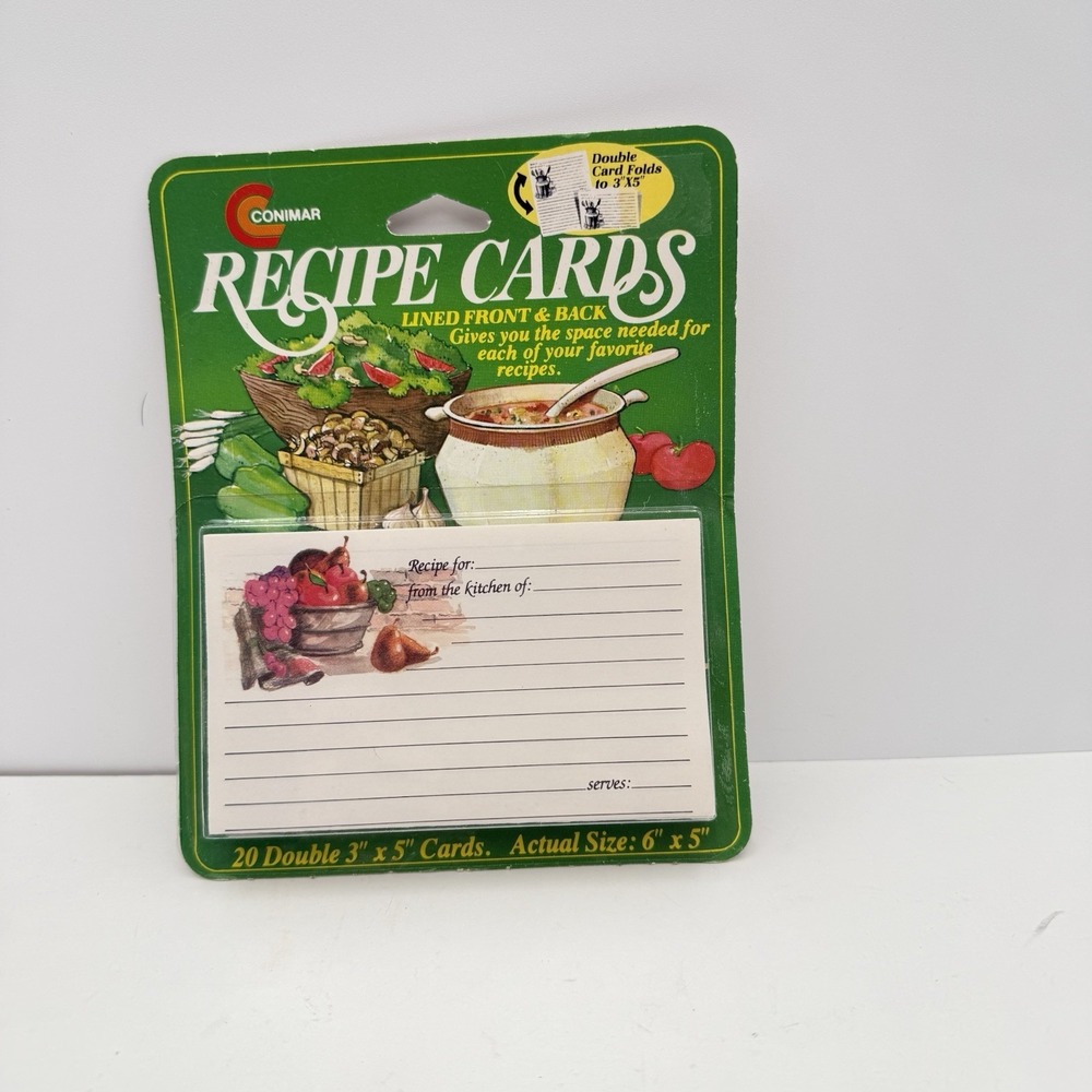 Vintage Conimar Recipe Cards 20 Double 3" x 5" Cards Made in USA / New Old Stock